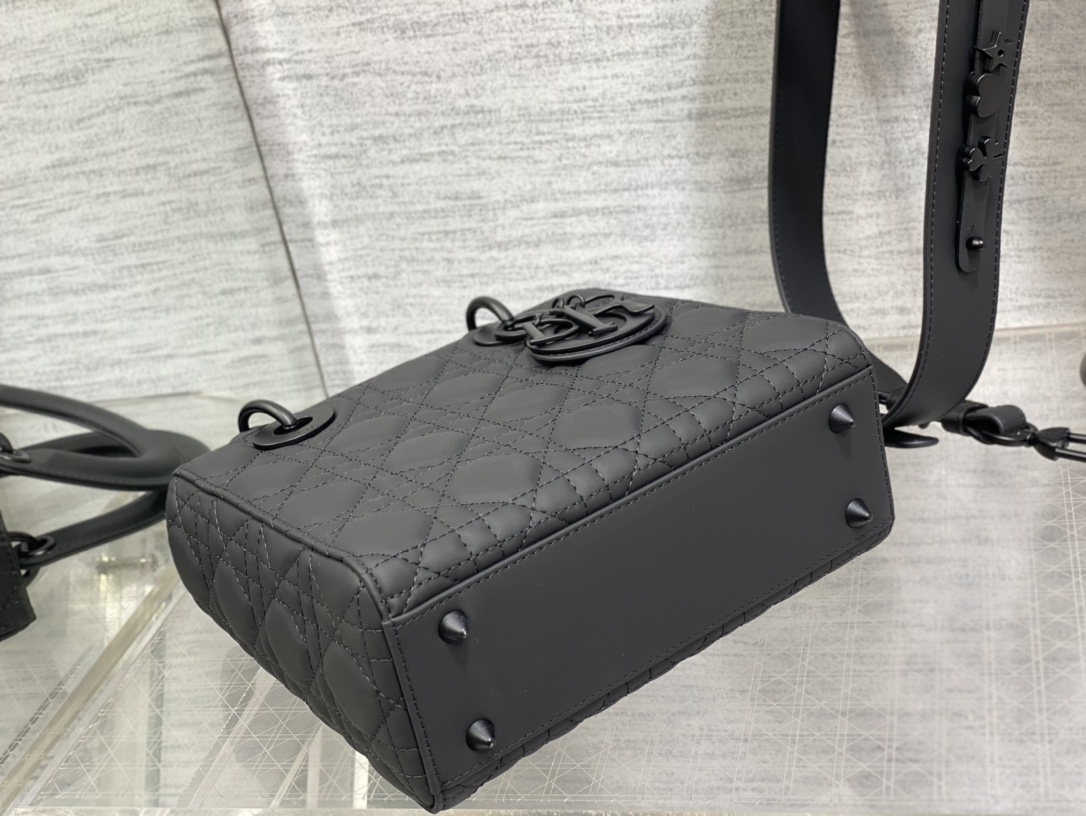 Small Lady Dior My ABCDior Bag Black Ultramatte Cannage Calfskin